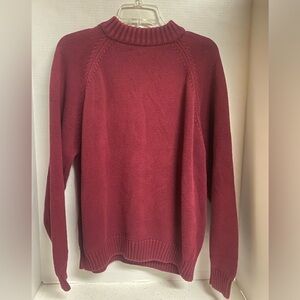 Lands' End Drifter Mock Neck Chunky Sweater in Rich Burgundy Size L